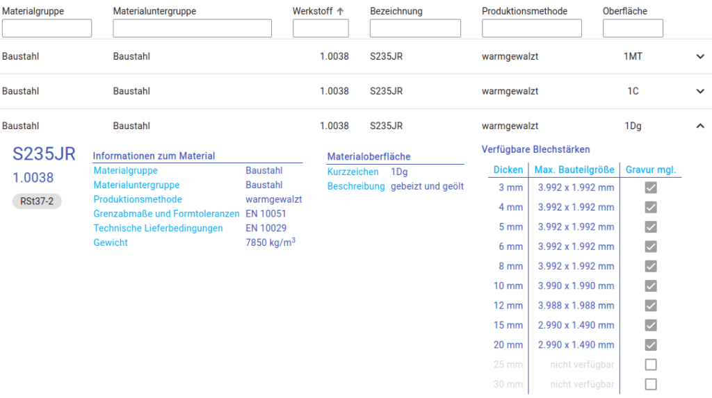 orderspot Materialkatalog